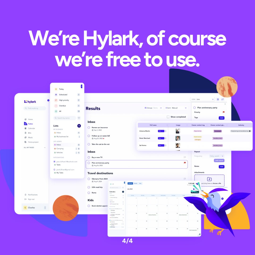 We're Hylark 👋 swipe to see what we can do for you! 

Customizable, collaborative, integrated with apps and more. We're even free to use! 🤝

Sign up for free at hylark.com 

#ProductivityTools #DigitalPlanner #LifeManagement #ProductivityHacks #DigitalPlanning
