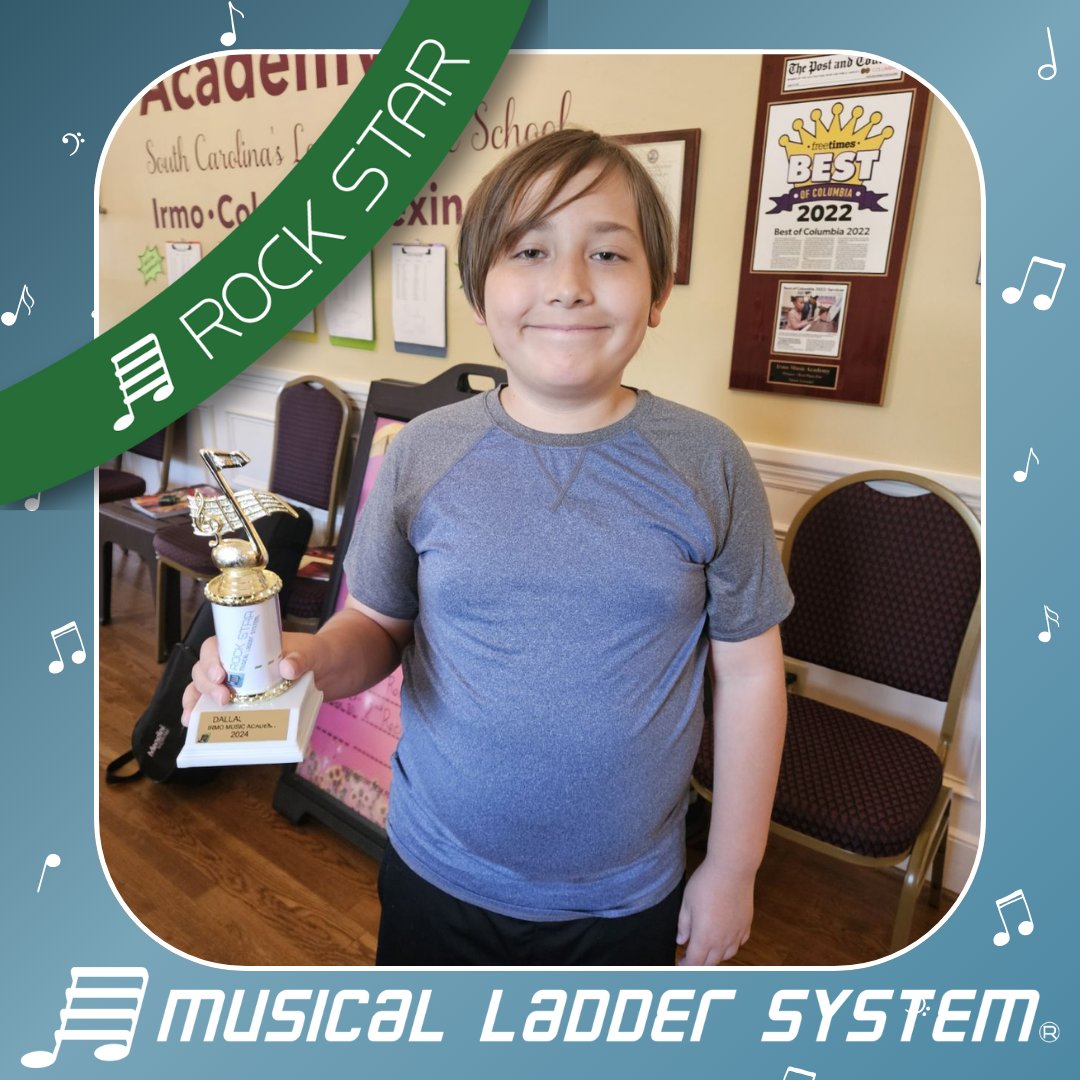 Congratulations to violin lesson student Dallas for earning his Rock Star Trophy!

#musicalladdersystem