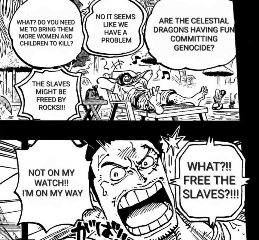 Garp roger and dragon when it’s time to save the slaves . 
#ONEPIECE1116 #ONEPIECE1117