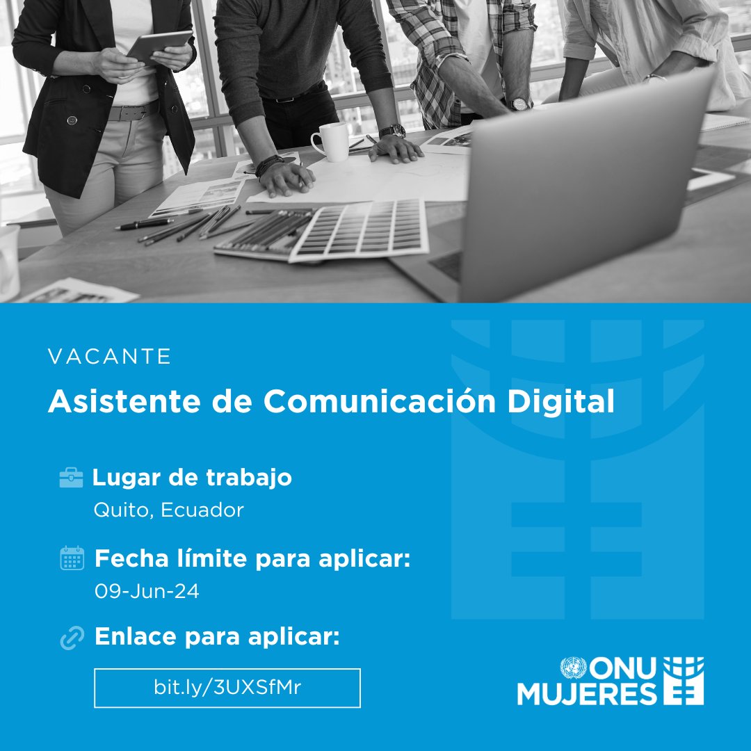 onumujeresEcu's tweet photo. 📣 #Vacante Asistente de Comunicación Digital
📍 Ecuador
🗓️ Fecha limite para aplicar: 09-Jun-24
🔗 Enlace para aplicar: https://t.co/oG4zKQulJK https://t.co/giBWBLkvaZ