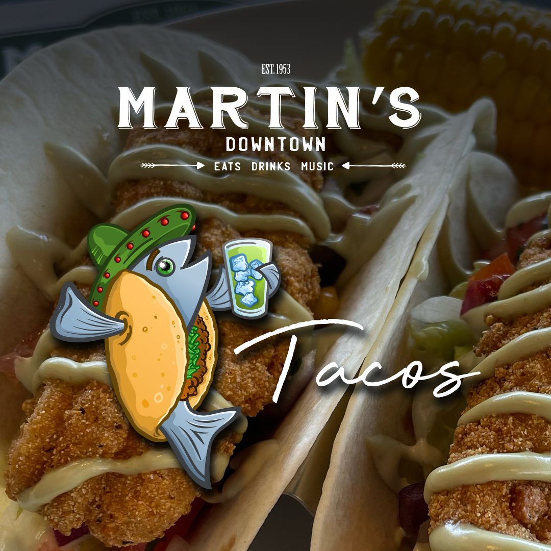 Calling all Catfish lovers, we’ve got a special for you!
Fried or blackened catfish tacos on flour tortillas with lettuce, corn jalapeno pico, topped with avocado crème fraiche. 

Don’t you feel special?

#CatfishTacos #MartinsSpecials #MaySpecial #MartinsDowntownJxn