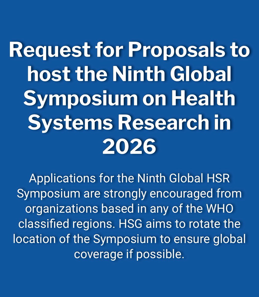 As we plan for #HSR2024 in November in Japan, we have one eye on #HSR2026 👀

All interested institutions &amp; coalitions are encouraged to apply by August 1st to host <a href="/H_S_Global/">Health Systems Global</a>’s next symposium! See link below⬇️ 

Please share widely! Looking forward to seeing where we go next 🌍
