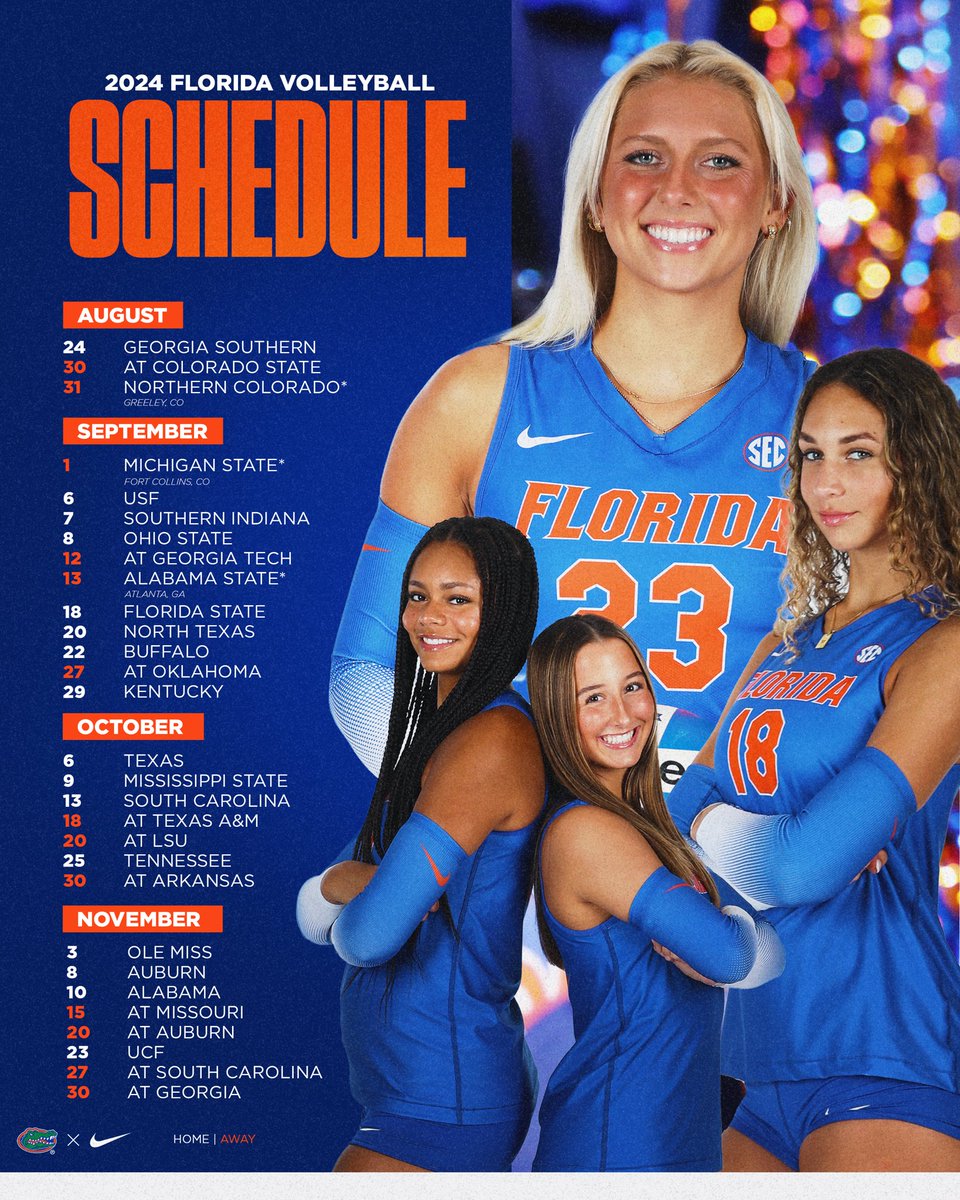 GatorsVB's tweet photo. Our 2024 Schedule is set 🤩

🗞️: https://t.co/0OhssO3lng 

#GoGators https://t.co/m0SRE9CESW