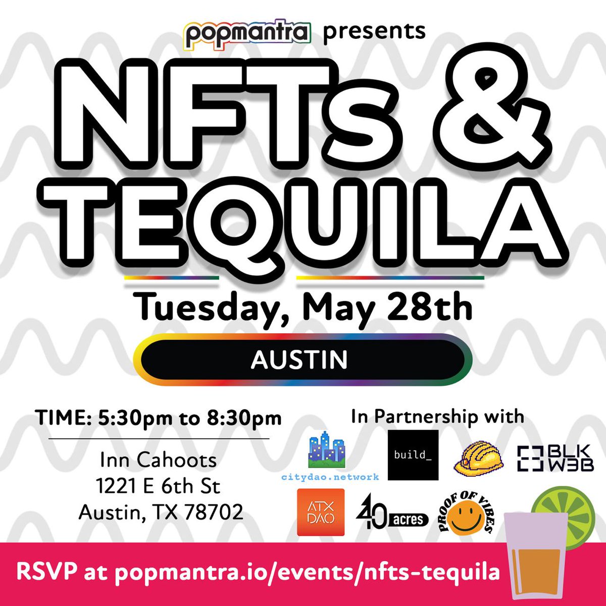 Today is the day!!

We've partnered with @citydaonetwork, @buildcities, @NearBuilders, @ATXDAO , @40acresdao & @BLKWeb3 to bring you the vibes today!!

Get there early!! It's FREE! We welcome all! 😁