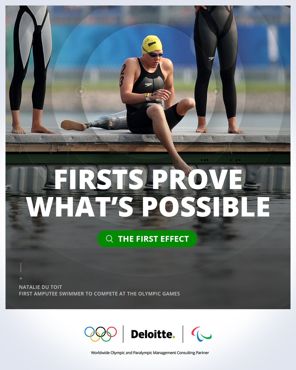 Meet Natalie du Toit, the first amputee swimmer to compete at the Olympic Games.​ Read more about Natalie’s story and explore how @Deloitte is tracking the impact of firsts from the Olympic & Paralympic Games in #TheFirstEffect 👉 oly.ch/3URsPjw