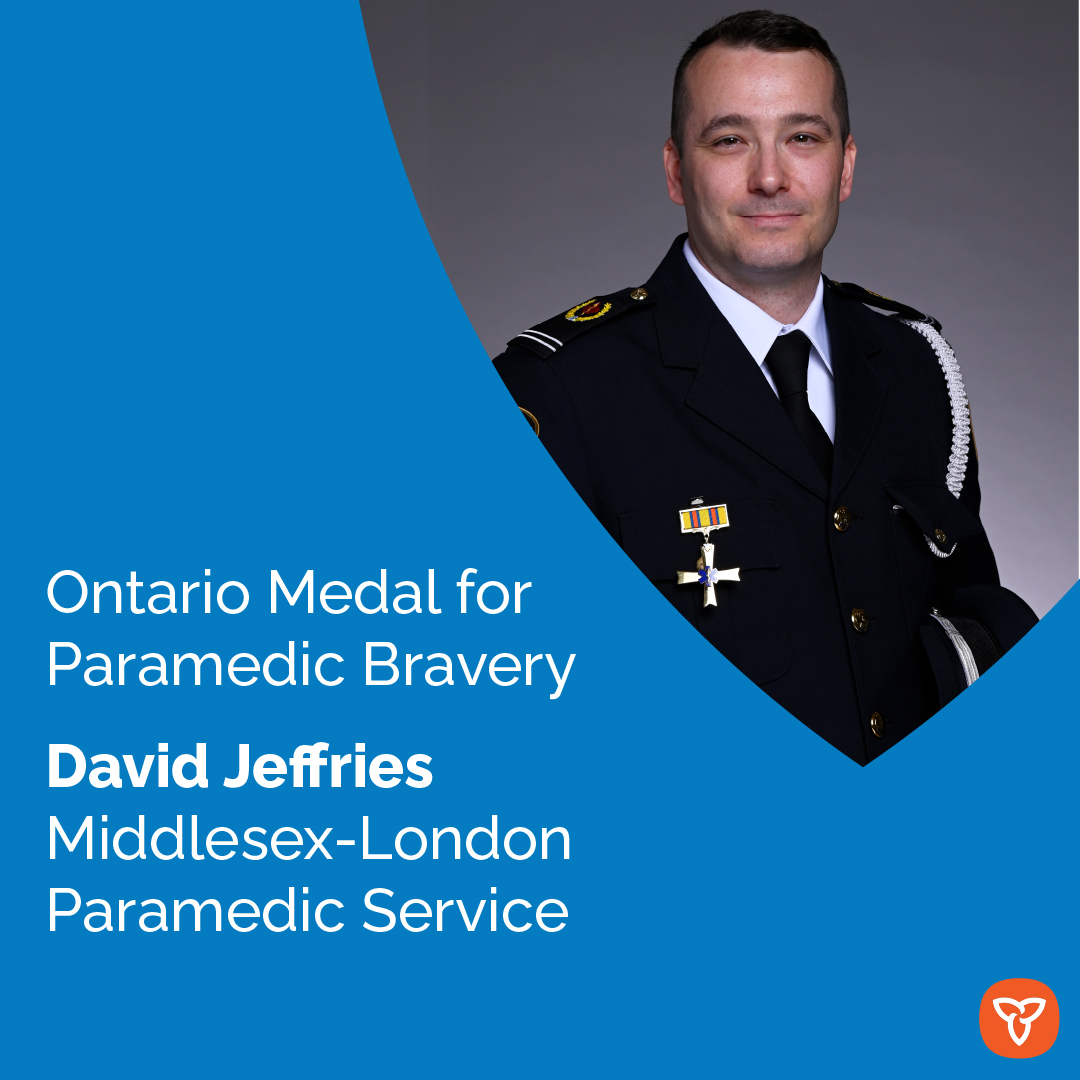 Congratulations to David Jeffries from the Middlesex-London Paramedic Service on your Ontario Medal for #Paramedic Bravery.

Learn more about David’s story: news.ontario.ca/en/backgrounde…