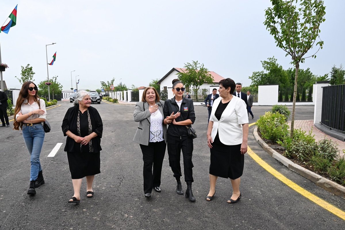 President of the Republic of Azerbaijan Ilham Aliyev, First Lady Mehriban Aliyeva, and their daughter Arzu Aliyeva met with residents who relocated to the city of Khojaly on May 28.