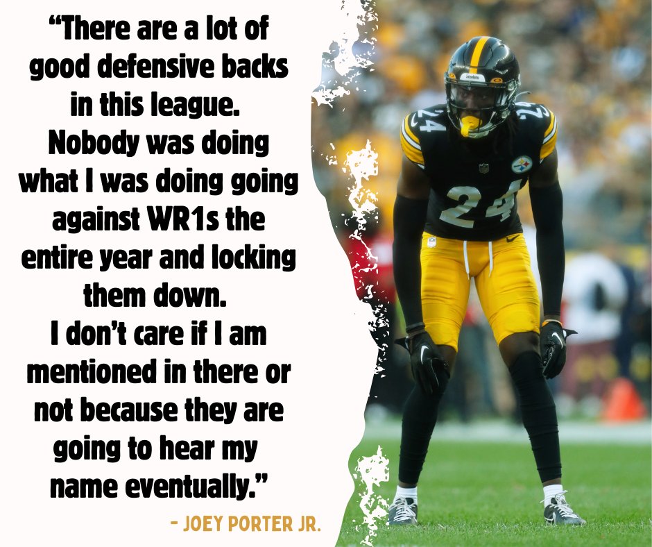 #Steelers CB Joey Porter Jr. believes he's the best cornerback in the NFL. (via @MarkKaboly)