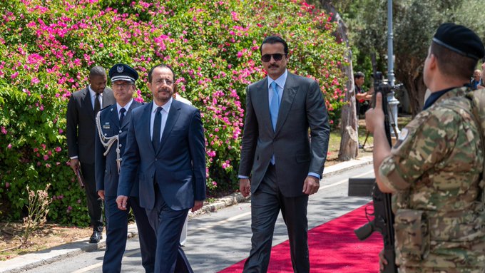 Su Alteza el Emir afirma haber abordado con el presidente de #Chipre la situación en #Gaza y los Territorios Palestinos Ocupados
#QNA #Qatar #Palestina 
ow.ly/UjL750RYJnu