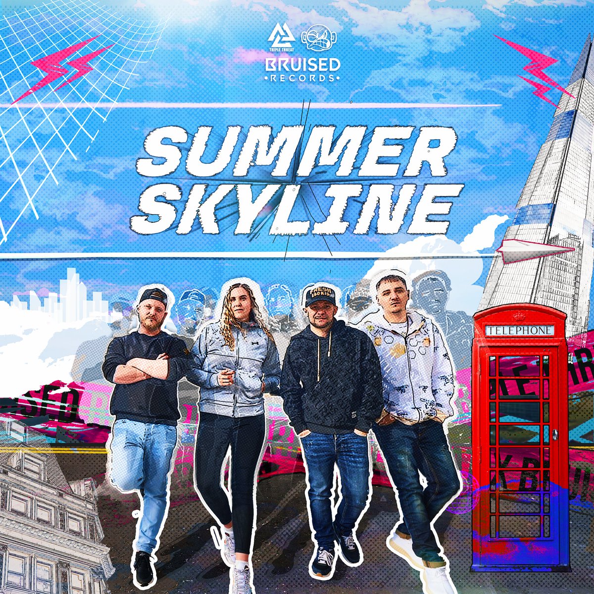 We as Triple Threat have been working super hard on new music &amp; the first one to drop is entitled ‘Summer Skyline’ &amp; it’s out THIS FRIDAY on Bruised Records!! 😱