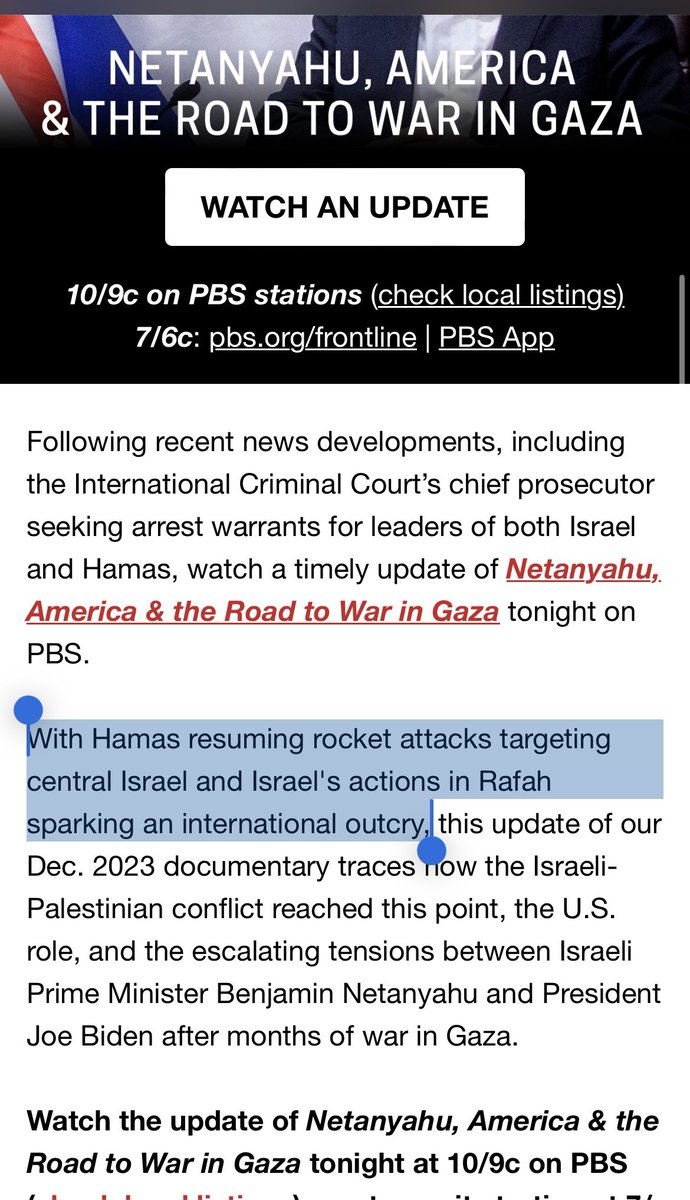 Oof, this email from @frontlinepbs. To call the burning of people alive and the beheading of a child simply “Israel’s actions” and to equate that with rockets that were intercepted by the iron dome is an extraordinary devaluing of Palestinian life.