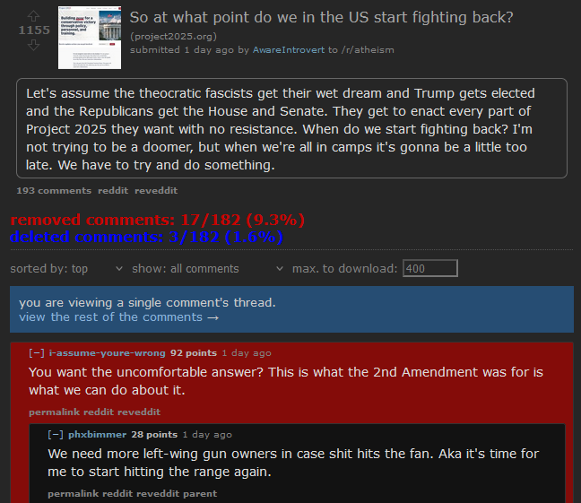 Redditors are now discussing an armed rebellion if Trump is elected. 'This is what the 2nd Amendment was for' 'When we're all in camps it's gonna be a little too late'