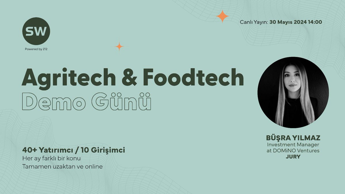 Busra Yilmaz will be a jury member at the “Agritech & Foodtech Demo Day 2024” event which organized by @startups_watch !🚀

#DOMiNOVentures #DOMiNOEffect #startupswatch