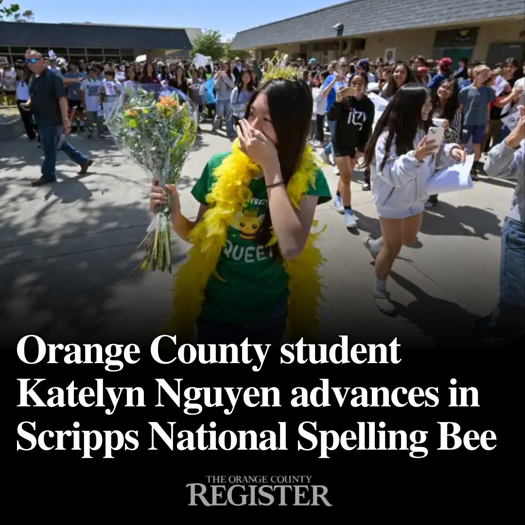 Orange County contestant Katelyn Nguyen advanced to the third round in the Scripps National Spelling Bee early on Tuesday, May 28.⁠

Read more here: trib.al/a2GsNBL

#orangecounty #scrippsspellingbee #SpellingBee