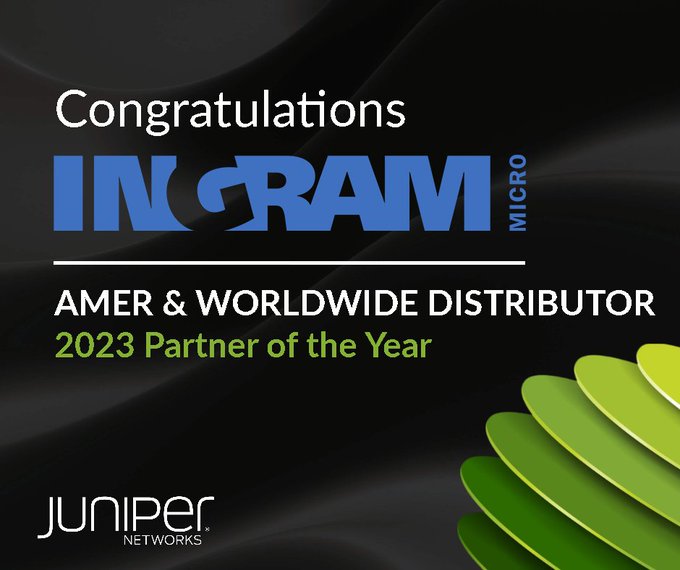 Thrilled to be named 2023 Juniper Partner of the Year, AMER and WORLDWIDE Distributor! 🙌 Thank you @JuniperPartners #ingrammicro