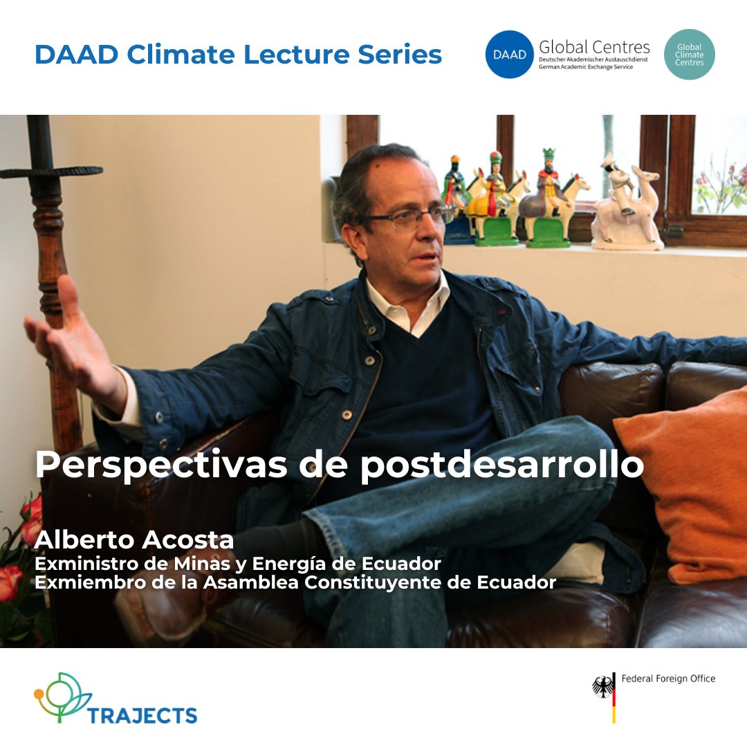 ✨El ex-ministro de Minas y Energía de Ecuador Alberto Acosta, nos comparte sus ideas sobre el posdesarrollo, la sostenibilidad y la sabiduría generacional🤝

🌱¡Explora el futuro más allá del desarrollo tradicional!🌎

Lee más👇
🔗trajects.org/es/news/38

#Sostenibilidad #DAAD