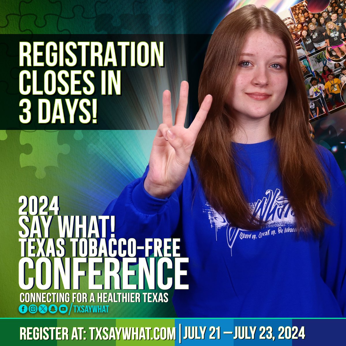 TxSayWhat's tweet photo. Hurry, hurry! Registration is quickly coming to a close! Make sure you and your group is all squared away for the Say What! Conference! #ConnectTX https://t.co/Ic4udjxUYz