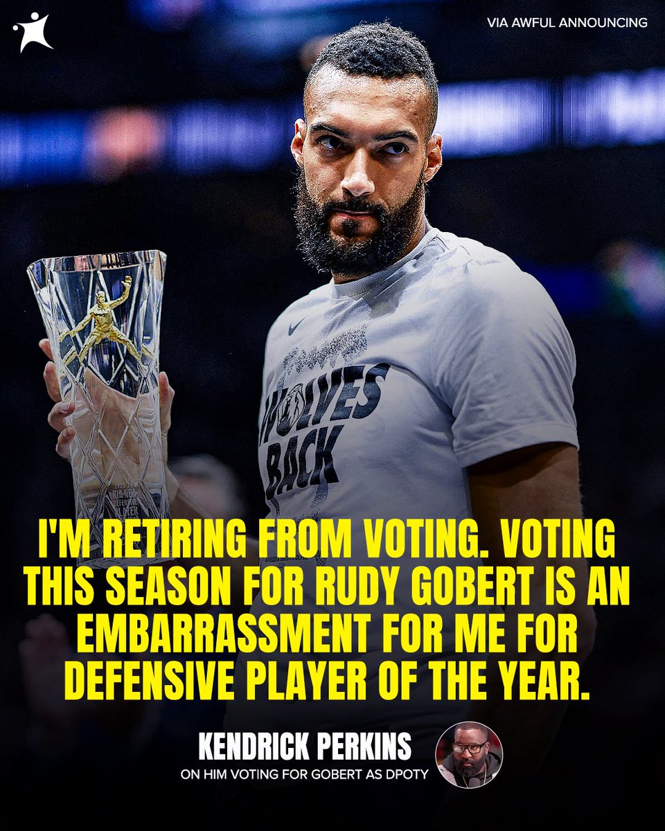 Kendrick Perkins regrets voting for Rudy Gobert as Defensive Player of the Year 😮