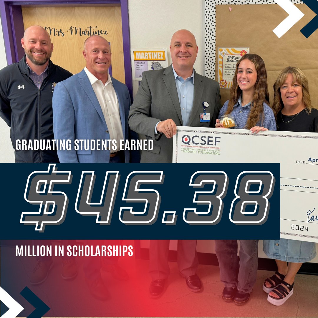 Thrilled to share that QCUSD students have been awarded an impressive $45.38 million in scholarships. 🎓💸  Enroll your student today to be a part of this incredible journey towards success. qcusd.org/Enrollment #ChooseQCUSD #qcleads