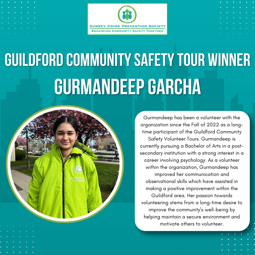 ✨ Celebrating more winners from our 40th Anniversary Community Safety Awards Gala! 🏅 These volunteers have shown extraordinary dedication to our mission and the @CityofSurrey. 🌟 Spotlight on our second batch of amazing volunteers. Thank you for your incredible contributions!