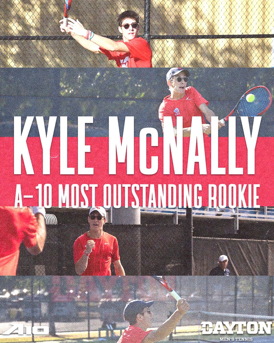 OUTSTANDING ROOKIE PERFORMER! Congratulations to Kyle McNally on being named the Atlantic 10's best freshman! #UDMTEN // #GoFlyers