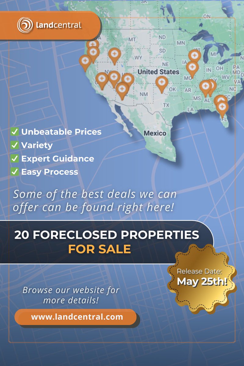Some of the best deals we can offer can be found right here. Pick up where someone else left off on their land payments and save thousands of dollars when you purchase a foreclosure.
landcentral.com/explore/forecl…
 #bestdeals #savethousands #landforsale #foreclosure