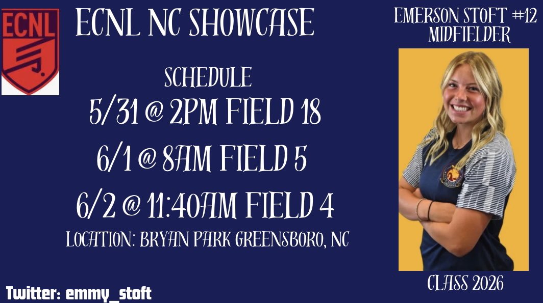 emmy_stoft's tweet photo. ECNL North Carolina Schedule!!!! Can’t wait!!!! https://t.co/BcctogzYh6