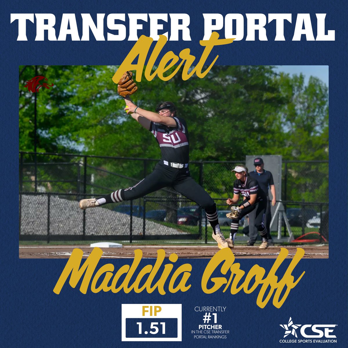 A new #1 pitcher has been named in the CSE Transfer Portal Rankings! Maddia Groff finished her standout freshman season as the MVC Freshman of the Year and MVC Pitcher of the Year. 1.11 ERA | 244 K's | 0.777 WHIP Check out more of Maddia's stats and rankings⬇️