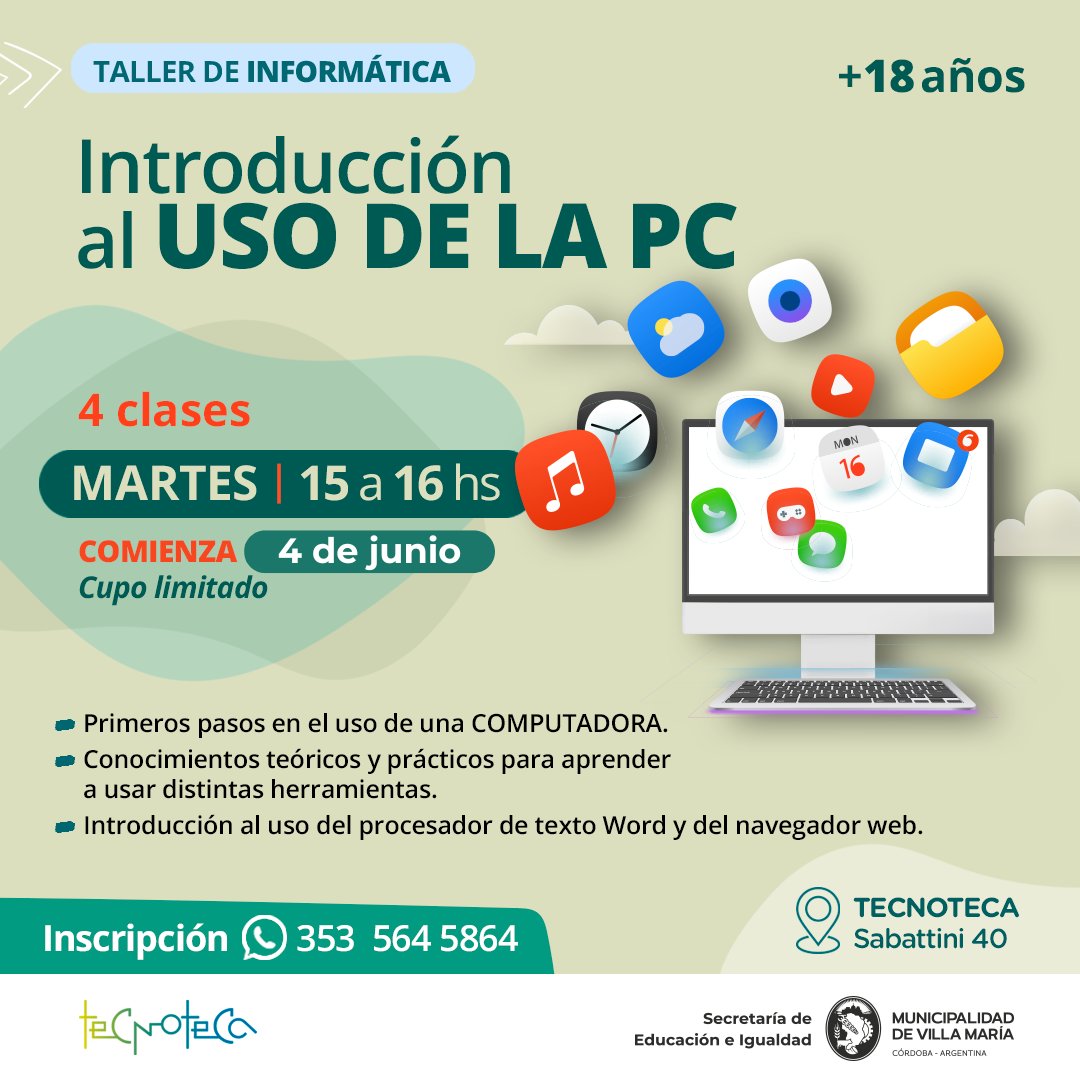 Tecnotecaok's tweet photo. ¿Querés aprender a usar la PC, el celu y las redes sociales? ¡Este taller es para vos!

En Tecnoteca te enseñamos todo lo que necesitás saber para sacarle el máximo provecho a la tecnología. https://t.co/zegR4uyYlL