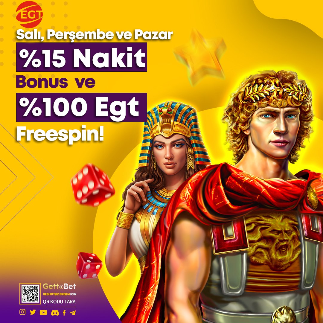 📢 Gettobet ile yatırırken de kazan!

🎁 %15 Nakit Yatırım Bonusu
➕ 
🎁 Bonus Miktarının %100'ü Kadar EGT Freespin!

💎 Salı, Perşembe ve Pazar Günleri Gettobet'te