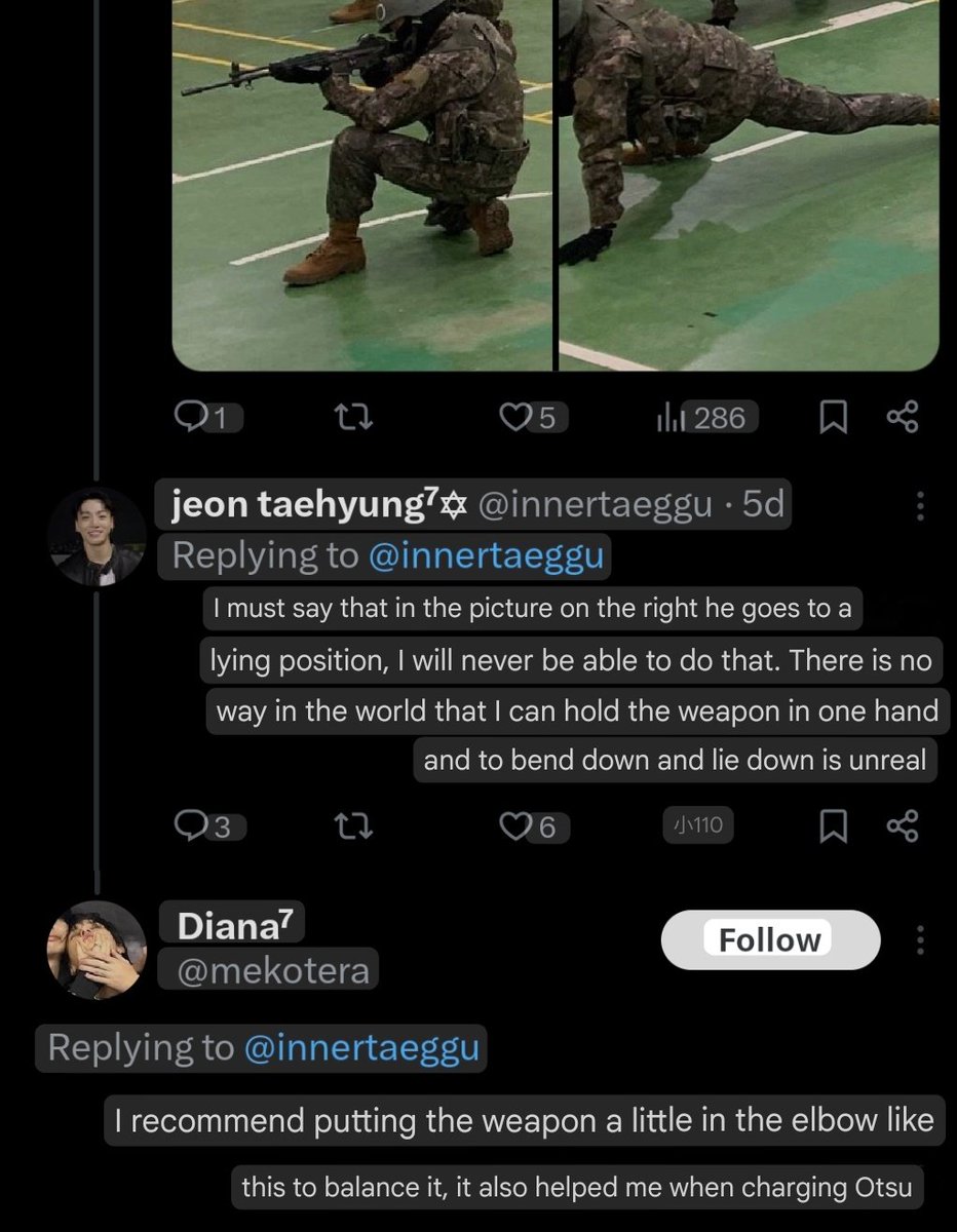 If you were wondering what israeli 'armys' have been up to while this fandom was busy suspending palestinian armys.. they've been giving eachother tips on how to best hold the weapons they will use to murder civilians under pics of bts in the military. I feel sick