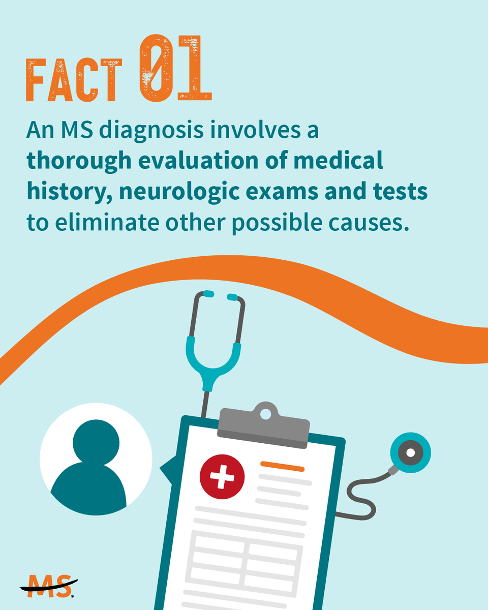 mssociety's tweet photo. How is MS diagnosed? No single test can diagnose MS; however, medical history, exams, and lab tests can help healthcare providers rule out other diseases and confirm the MS diagnosis.  

Read more here: https://t.co/Yq3tHupVTl https://t.co/65yvUQHlwt