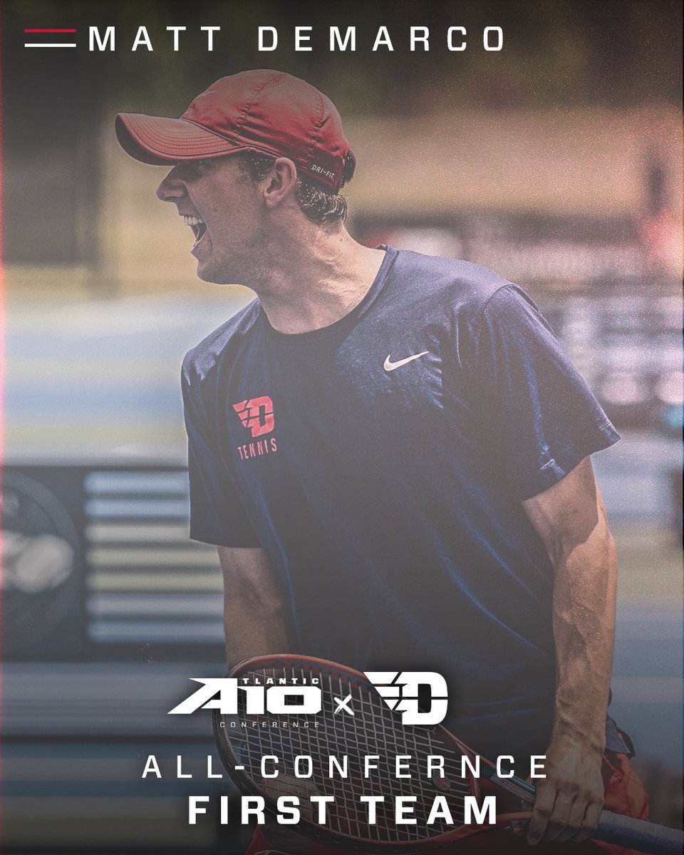 2x First Teamer 2x Second Teamer All-Time Flyer Matt DeMarco puts the exclamation point on his Dayton tennis career with an Atlantic 10 First Team honor! Congratulations Matt! #UDMTEN // #GoFlyers