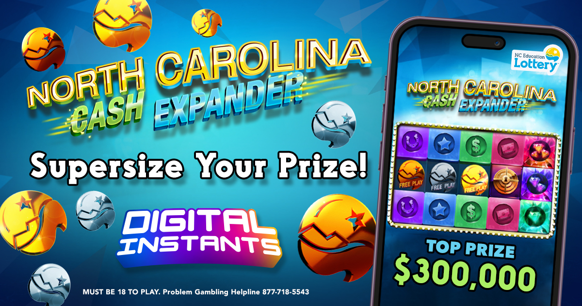 Get ready to supersize your prize with North Carolina Cash Expander, the newest Digital Instant game! Find a Safe and a Key symbol to win a prize instantly. Reveal 3 Bronze, Silver or Gold free play symbols to unlock free games on an expanded game grid. nclottery.com/Digital-Instan…