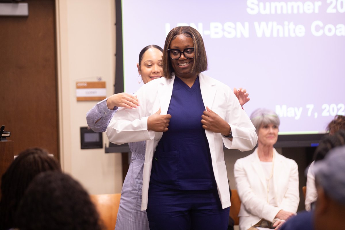 USACONursing's tweet photo. History was made on May 7 when the USA College of Nursing presented the first cohort of students in the LPN to BSN Pathway with their white coats. 🩺 #SouthAlabamaNursing 

Learn more: https://t.co/F2EVS4ppHJ https://t.co/eDQUX7x5e6