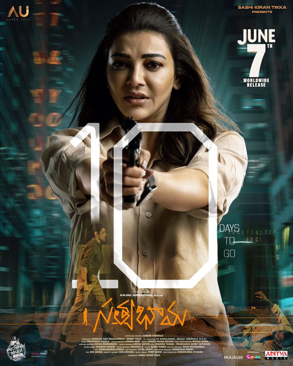 🔟 days to witness the '𝐐𝐮𝐞𝐞𝐧 𝐨𝐟 𝐌𝐚𝐬𝐬𝐞𝐬' unstoppable action in #Satyabhama 🔥 Grand Release Worldwide on June 7th. @MSKajalAggarwal @Naveenc212