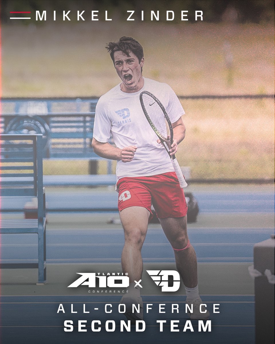 Strong way to finish a rookie season! Freshman Mikkel Zinder earns a spot on the A-10 All-Conference Second Team! Nice job Mikkel! #UDMTEN // #GoFlyers