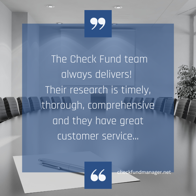CheckFundMgr's tweet photo. At #CheckFundManager, our team is committed to exceeding expectations and delivering exceptional service to all our clients!

Partner with us today to elevate your risk management strategies: https://t.co/ikdc2JmH6S

#TestimonialTuesday #cfmtestimonials #duediligence https://t.co/IZVGViCsrX