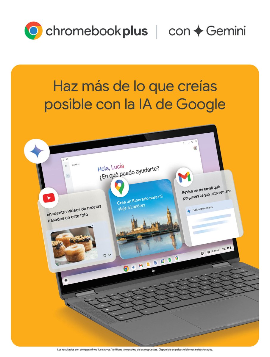 ¡Descubre las nuevas funciones de  la IA de Google en exclusiva en Chromebook Plus! Con Gemini en la estantería de aplicaciones, Editor Mágico de Google Fotos y próximamente Ayúdame a Escribir, mejorarás tu productividad y creatividad. 💡 Más información:
google.com/intl/es_es/chr…