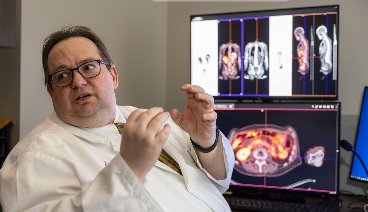 Nuclear Medicine, @IowaRadOnc, & Radiology at @uihealthcare team up to provide revolutionary #cancerresearch & #cancertreatment using #theranostics, which allows more accurate treatment w/ fewer side-effects. #radres #medtwitter medicineiowa.org/spring-2024/th…