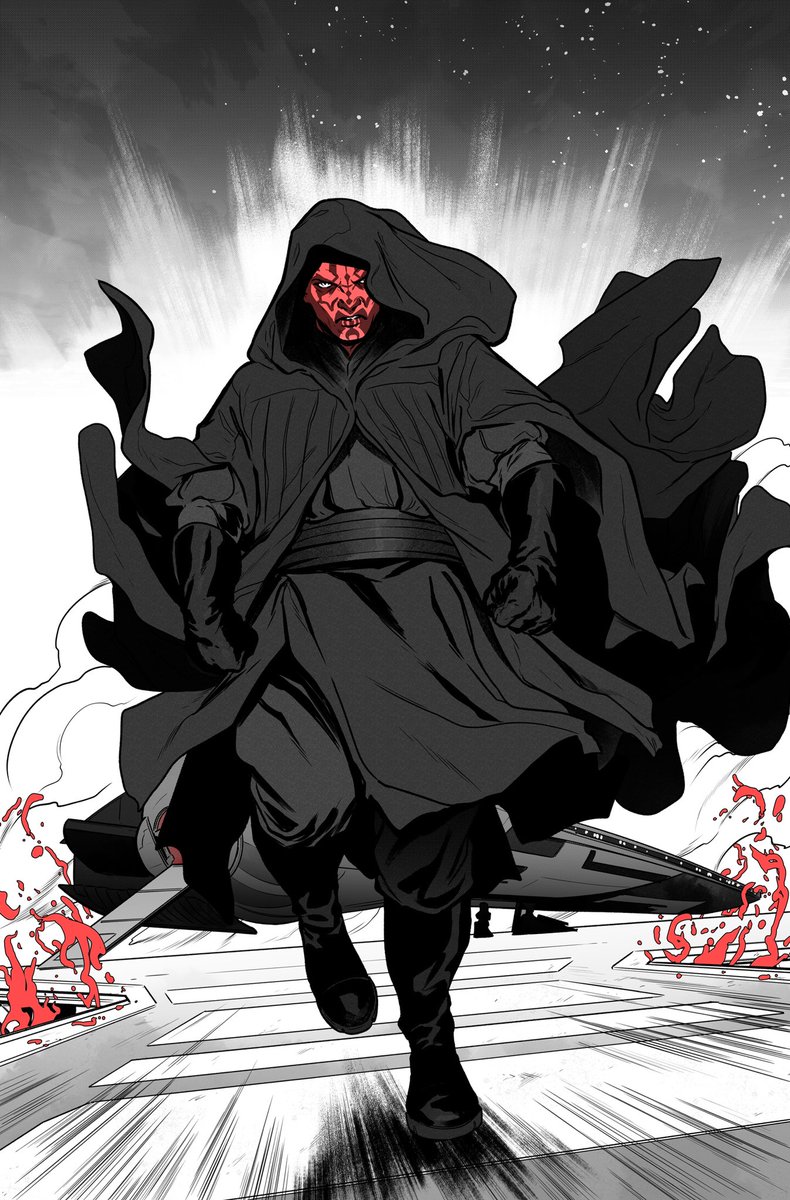 Darth Maul arrives at the Moonstone Colony! One of the preview pages of Star Wars: Darth Maul - Black, White and Red Issue 2, out tomorrow, 29 May, from your local comic shop! Can't wait for you to read it! Published by @marvel #comics. #starwars #darthmaul