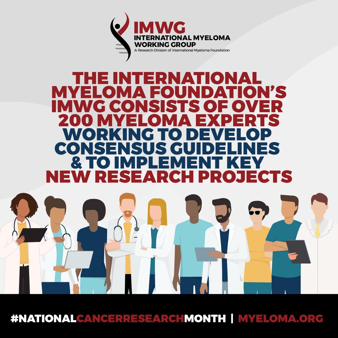 The IMF’s International Myeloma Working Group (IMWG) emerged after the need to conduct collaborative research and produce consensus guidelines for the global #multiplemyeloma community became clear. mmsm.link/IMWG #NationalCancerResearchMonth #IMFIMWG