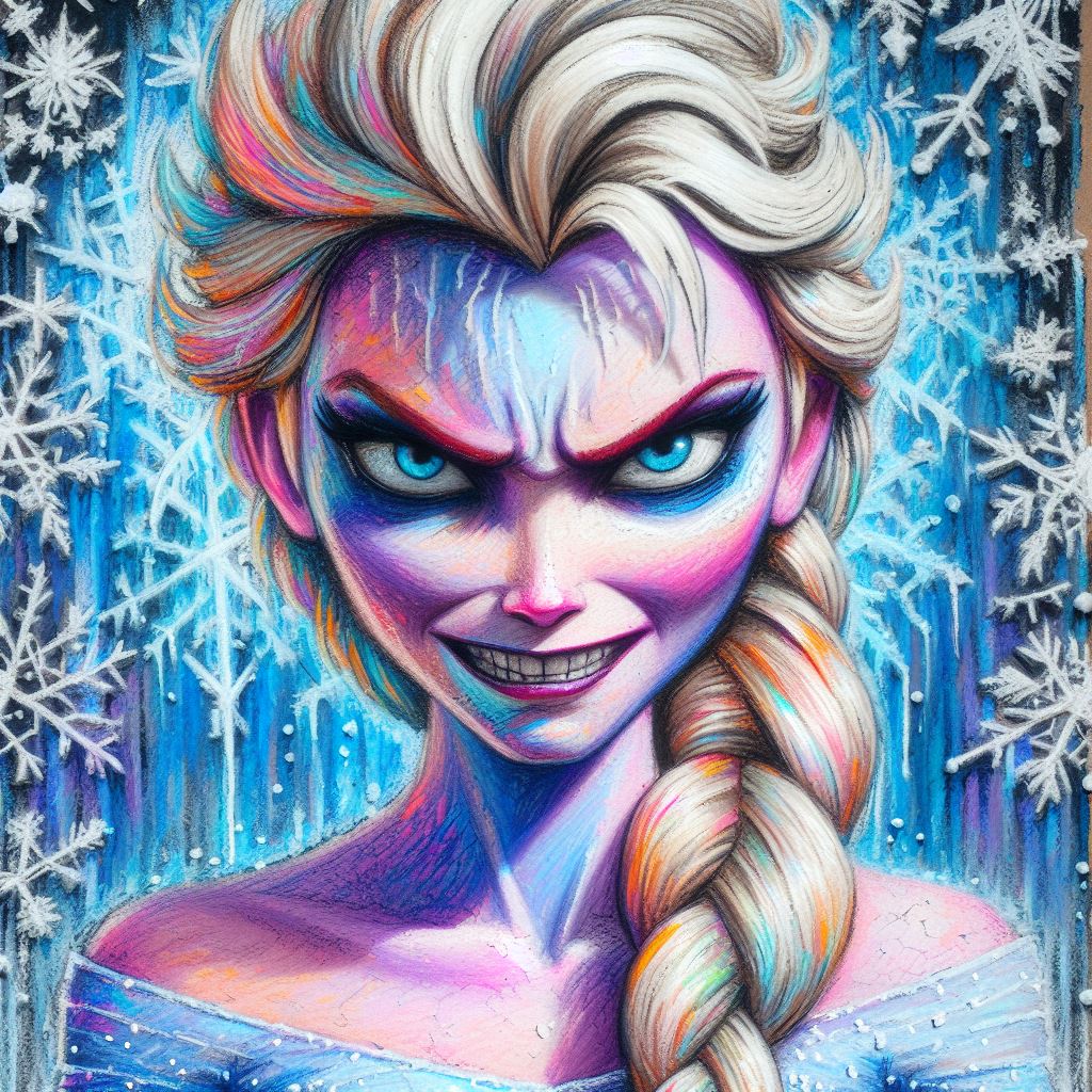 🖍️🥶Evil Elsa🥶🖍️ #aiart #aiartwork #digitalart #aicrayonart