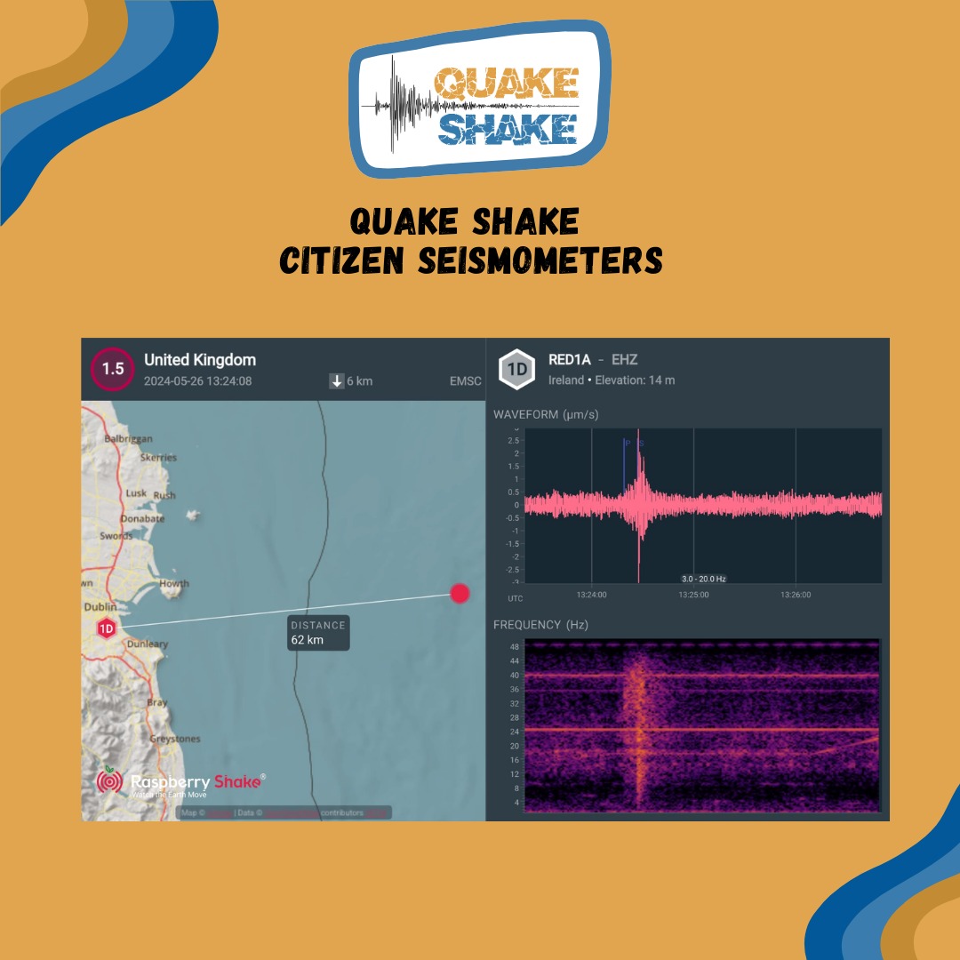 quakeshake_DIAS's tweet photo. Not one but TWO off shore earthquakes in the Irish Sea 😯The 1st was a magnitude 0.2 on the 24th and the 2nd a magnitude 1.5 on the 26th. Is this as close to a "swarm" we will get? 😂😍 Recorded on two school shakes in Co. Dublin 〰️
#QuakeShake 
#DIASDiscovers
#Outreach https://t.co/7NAwK1ZVoS
