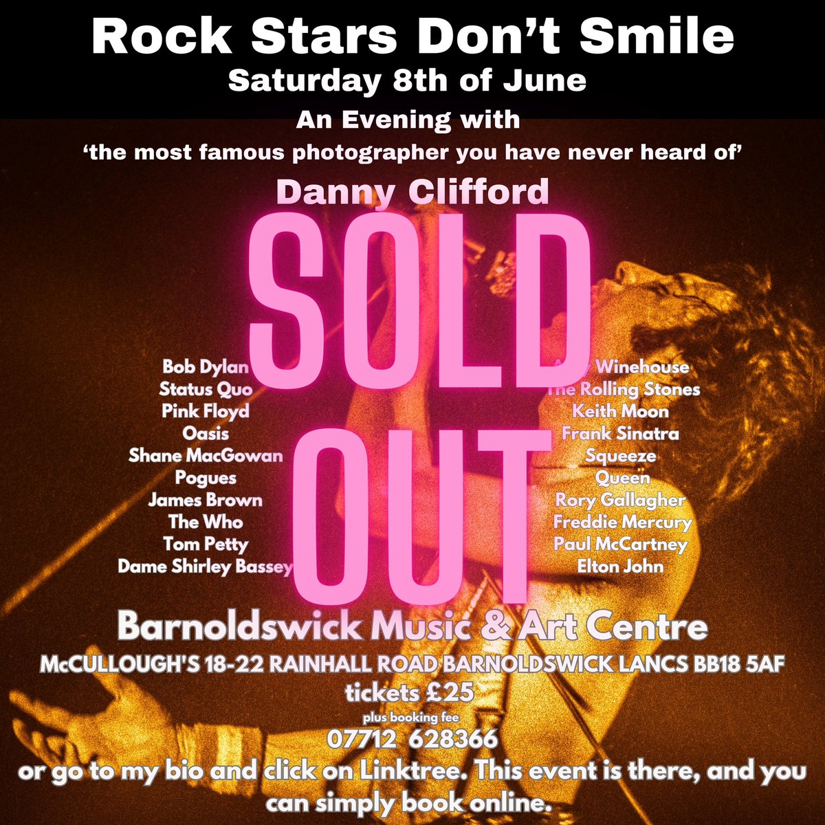 Thanks to all who booked for this event. It is all now sold out. More dates soon. 
#FreddieMercury #Queen #BobDylan #TheWho #Photography #Barnoldswick #Lancashire #Music #Musicphotography #Amywinehouse #Oasis #Liamgallagher #TheRollingStones #RoryGallagher #ShaneMacGowan #camera