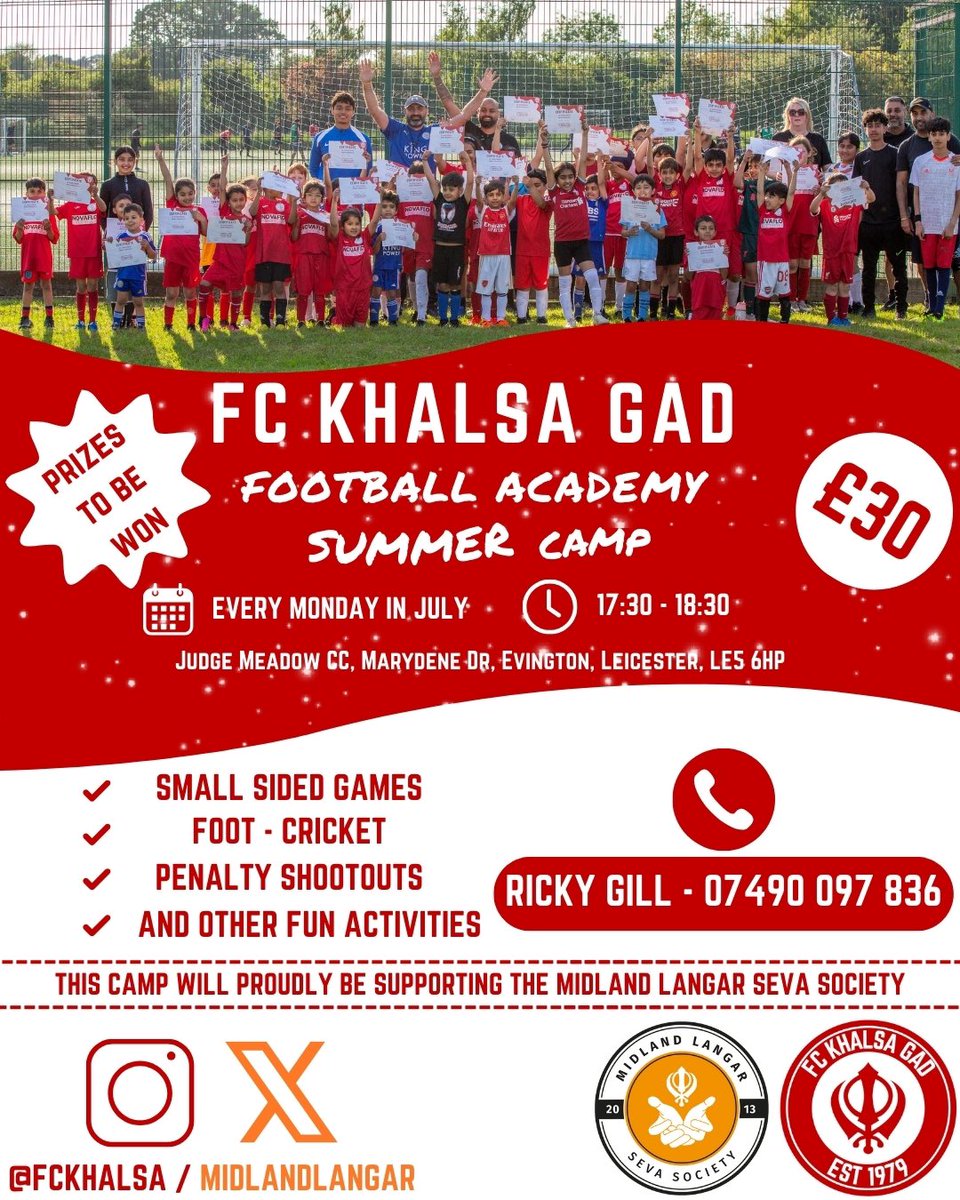 FC Khalsa GAD (@fckhalsa) on Twitter photo โ๏ธ ๐
น๐
พ๏ธ๐
ธ๐
ฝ ๐๐ ๐๐
ท๐
ธ๐ ๐
น๐๐
ป๐ ๐
ต๐
พ๏ธ๐ ๐
พ๏ธ๐๐ ๐๐๐
ผ๐
ผ๐
ด๐ ๐
ฒ๐
ฐ๏ธ๐
ผ๐
ฟ๏ธ! โ๏ธ
Weโre thrilled to announce that this camp will be supporting the <a href="/MidlandLangar/">Midland Langar Seva Society</a>
For more info or to sign up call or alternatively email us on info@fckhalsaleicester.uk โ๏ธ ๐
น๐
พ๏ธ๐
ธ๐
ฝ ๐๐ ๐๐
ท๐
ธ๐ ๐
น๐๐
ป๐ ๐
ต๐
พ๏ธ๐ ๐
พ๏ธ๐๐ ๐๐๐
ผ๐
ผ๐
ด๐ ๐
ฒ๐
ฐ๏ธ๐
ผ๐
ฟ๏ธ! โ๏ธ
Weโre thrilled to announce that this camp will be supporting the <a href="/MidlandLangar/">Midland Langar Seva Society</a>
For more info or to sign up call or alternatively email us on info@fckhalsaleicester.uk