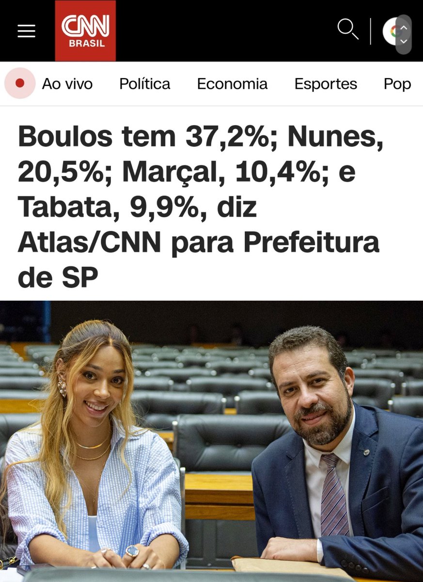 PRA CIMA, SÃO PAULO! ✊🏽 ☀️

Segundo a pesquisa Atlas/CNN, meu amigo é pré candidato a prefeito @GuilhermeBoulos tem 37,2% de intenção de votos para a Prefeitura de São Paulo! 

Vamos derrotar o bolsonarismo e as trevas na nossa cidade!