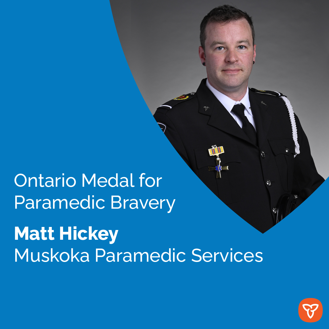 Congratulations to Matt Hickey from the Muskoka Paramedic Services on your Ontario Medal for #Paramedic Bravery.

Learn more about Matt’s story: news.ontario.ca/en/backgrounde…

@DistrictMuskoka