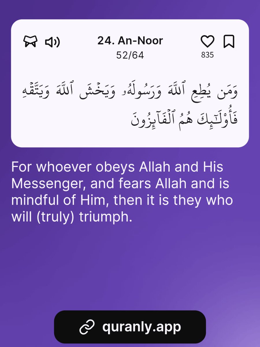 Al_quraan114's tweet photo. -Al Qur’aan {24:52}

Download the Quranly App https://t.co/f61L3Snqcy