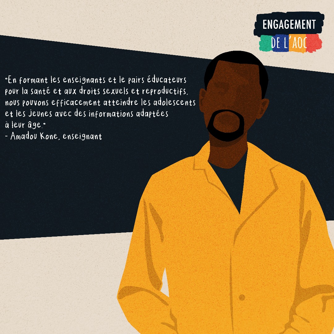 Au niveau de l’Education l’#EngagementAOC vise à :
- Renforcer les programmes scolaires📄👨🏫en matière de l’éducation complète à la sexualité
- Faciliter l’accès aux services de santé ✅⚕️
- Former les enseignants 👩🏫et les prestataires de santé ⚕️📽️
#LéducationSauveDesVies